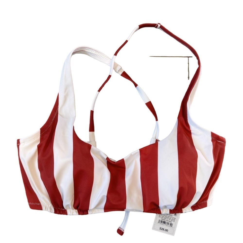 🎯 NWT Shade & Shore Red and White Striped Halter Neck Underwire Bikini Top 34D